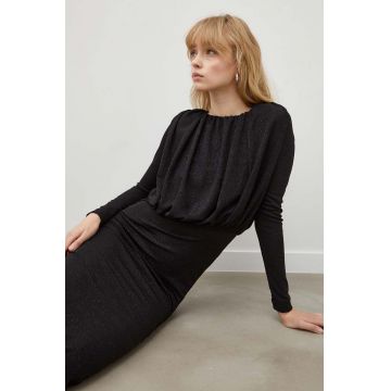 Day Birger et Mikkelsen rochie culoarea negru, midi, mulata