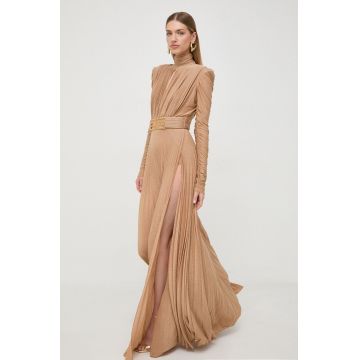 Elisabetta Franchi rochie culoarea bej, maxi, evazati