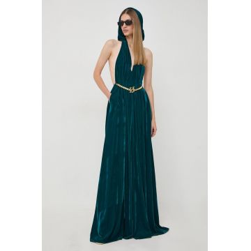 Elisabetta Franchi rochie culoarea verde, maxi, evazati