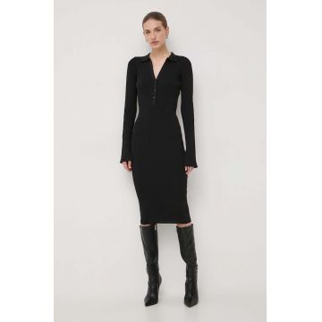 La Mania rochie culoarea negru, midi, mulata