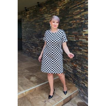 Rochie 394 alb negru Exnec