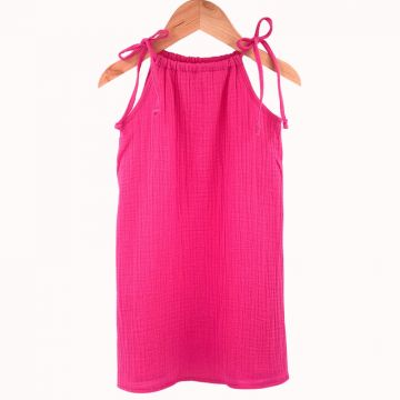 Rochie de vara cu snur pentru fetite, din muselina, Pink Pop, 12-18 luni