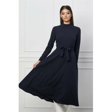 Rochie Dy Fashion bleumarin midi clos cu cordon in talie