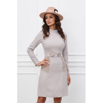 Rochie Moze ivory cu insertii din piele ecologica