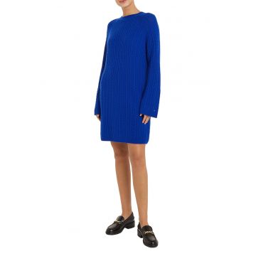 Rochie-pulover de lana cu model torsade