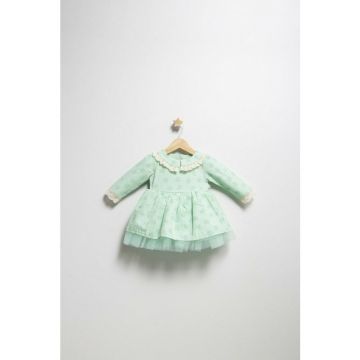 Rochita eleganta pentru fetite Elbise, Tongs baby, cu tulle si volane (Culoare: Roz, Marime: 9-12 luni)