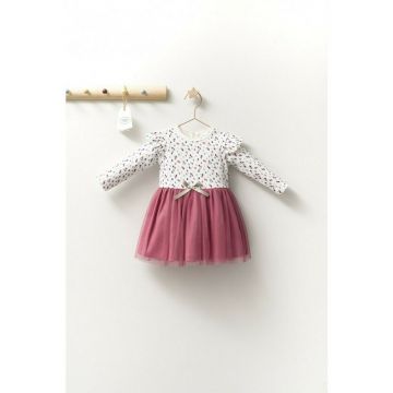 Tongs baby - Rochita eleganta cu tulle pentru fetite Monster, (Marime: 18-24 Luni, Culoare: Roz inchis)