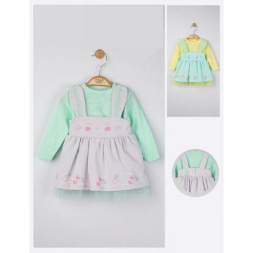 Tongs baby - Set rochita cu bluzita pentru fetite Cirese, (Culoare: Galben, Marime: 12-18 Luni)
