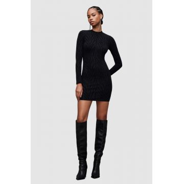 AllSaints rochie Amaya culoarea negru, mini, mulata