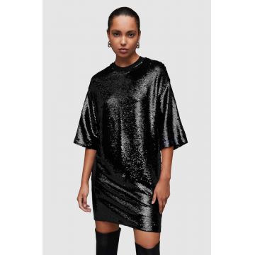 AllSaints rochie Opal culoarea negru, mini, oversize