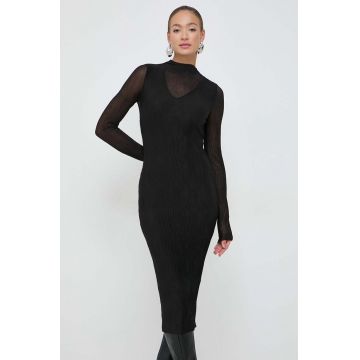 BOSS rochie culoarea negru, midi, mulată 50506834