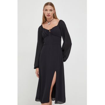 Hollister Co. rochie culoarea negru, midi, evazati