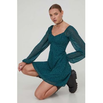 Hollister Co. rochie culoarea verde, mini, evazati