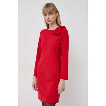 Marella rochie din amestec de lana culoarea rosu, mini, drept