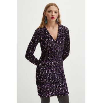 Medicine rochie culoarea violet, mini, mulata