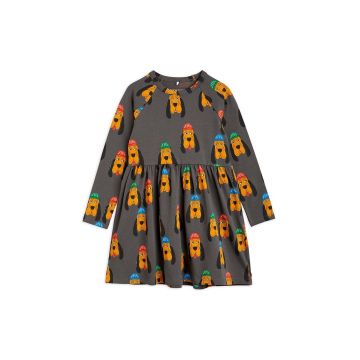 Mini Rodini rochie din bumbac pentru copii culoarea gri, mini, evazati