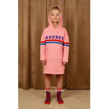 Mini Rodini rochie din bumbac pentru copii culoarea roz, mini, drept