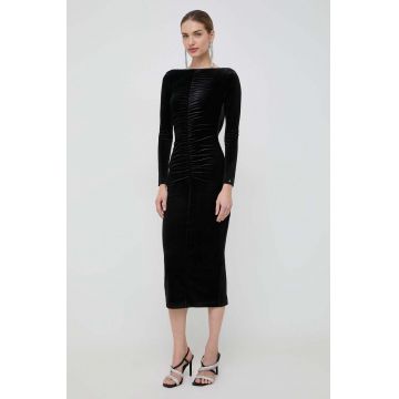 Nissa rochie culoarea negru, midi, mulata