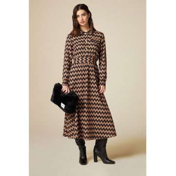 Rochie-camasa midi cu buzunare pe piept
