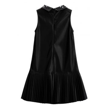 Rochie de piele ecologica cu terminatie plisata
