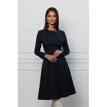Rochie Dy Fashion bleumarin cu nasturi la decolteu