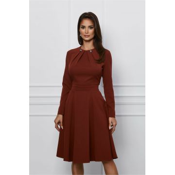 Rochie Dy Fashion caramizie cu nasturi la decolteu