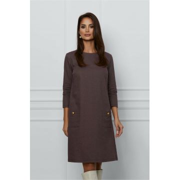 Rochie Dy Fashion lejera bordo cu buzunare