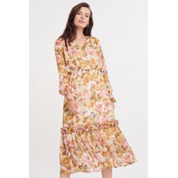 Rochie evazata cu model floral