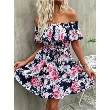 Rochie Gio scurta lejera din material sintetic multicolor DRGR0014 Dargen