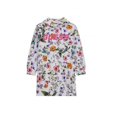 Rochie-hanorac cu model floral si logo