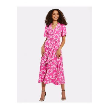 Rochie midi cu un cordon in talie THB Fruit Pastill 3927