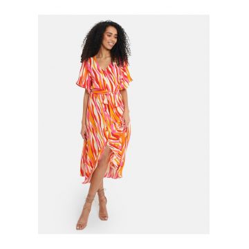 Rochie midi cu un cordon in talie THB Fruit Pastill 3927