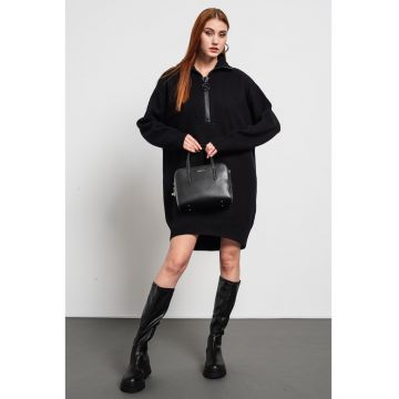 Rochie-pulover de lana cu fermoar supradimensionat Dela