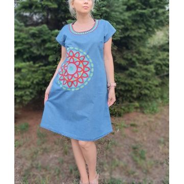 Rochie Traditionala din denim Sanda 28