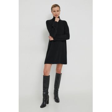 Sisley rochie din lana culoarea negru, mini, drept