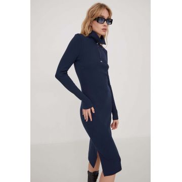 Tommy Jeans rochie culoarea albastru marin, mini, mulata