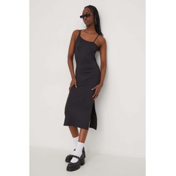 Tommy Jeans rochie culoarea negru, midi, mulata