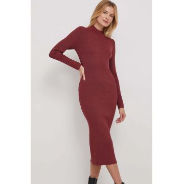 United Colors of Benetton rochie culoarea bordo, midi, mulata