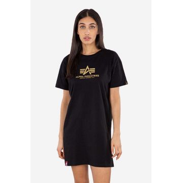 Alpha Industries rochie din bumbac culoarea negru, mini, drept 116055FP.583-black