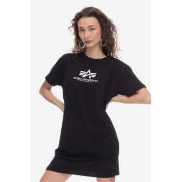 Alpha Industries rochie din bumbac culoarea negru, mini, oversize 116055FP.530-black