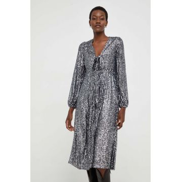 Answear Lab rochie culoarea argintiu, midi, drept