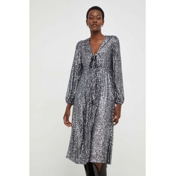 Answear Lab rochie culoarea argintiu, midi, drept