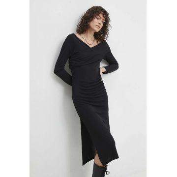 Answear Lab rochie culoarea negru, midi, mulata