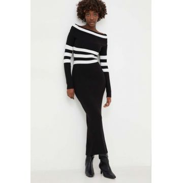 Answear Lab rochie din lana culoarea negru, maxi, mulata