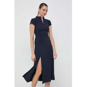 Armani Exchange rochie culoarea albastru marin, midi, drept