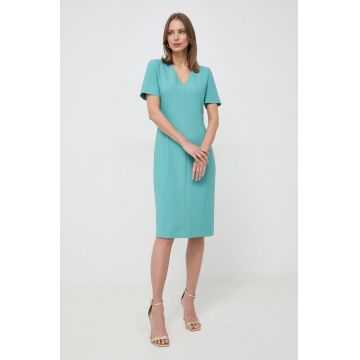 BOSS rochie culoarea verde, mini, mulata