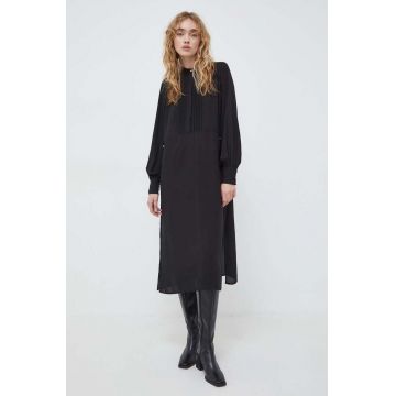 Bruuns Bazaar rochie culoarea negru, midi, evazati