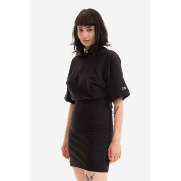 Champion rochie din bumbac culoarea negru, mini, mulata 115143-KK001