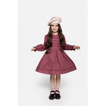 Coccodrillo rochie din bumbac culoarea bordo, mini, evazati