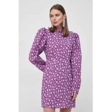 Custommade rochie din bumbac culoarea violet, mini, evazati
